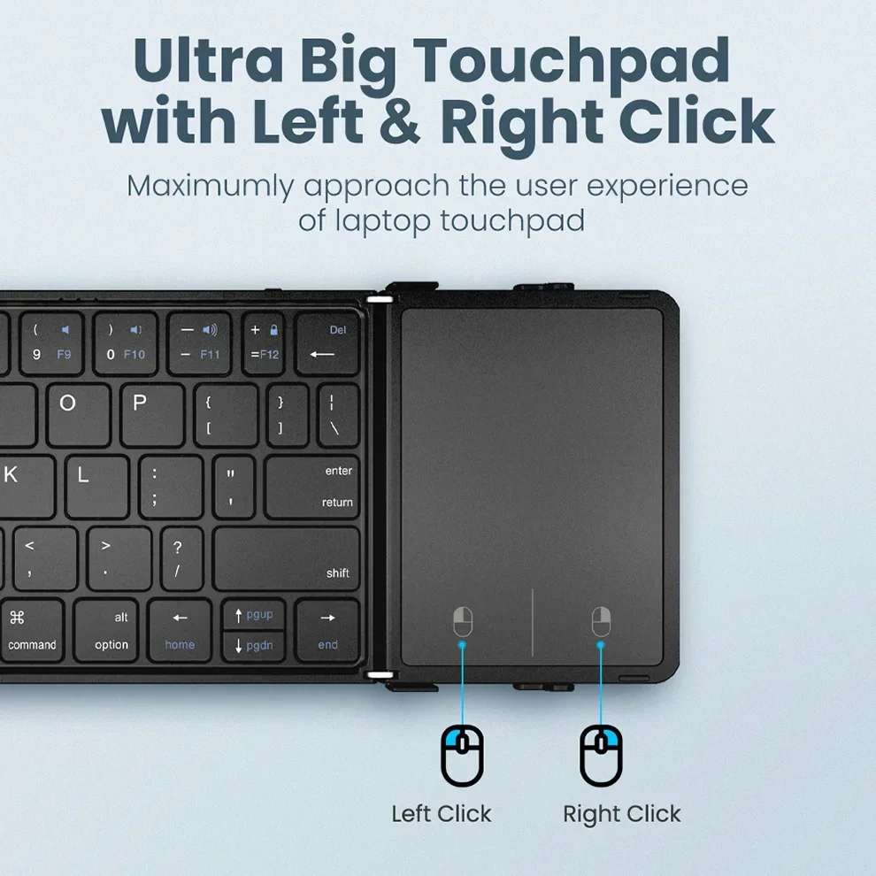 Folding Bluetooth Keyboard with Touchpad Wireless Foldable Keyboard with PU Leather for  Android Windows,Support 3 Devices