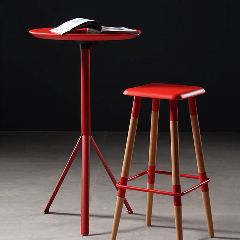 Round bar table Cafe bar small round table Industrial style wrought iron retro high table