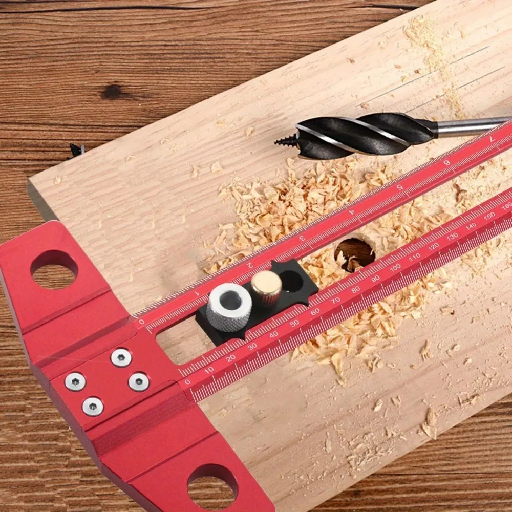 

Double Scale Multipurpose T Square Ruler Professional Portable Aluminum Alloy Scriber Replaceable Drill Sleeve