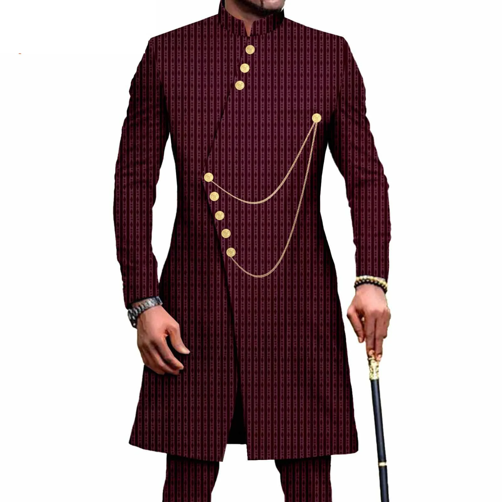 

African Suit for Men Dashiki New Suit for African Men Jacket and Trouser 2 piece Set Festival Bazin Riche Business Wedding Dress