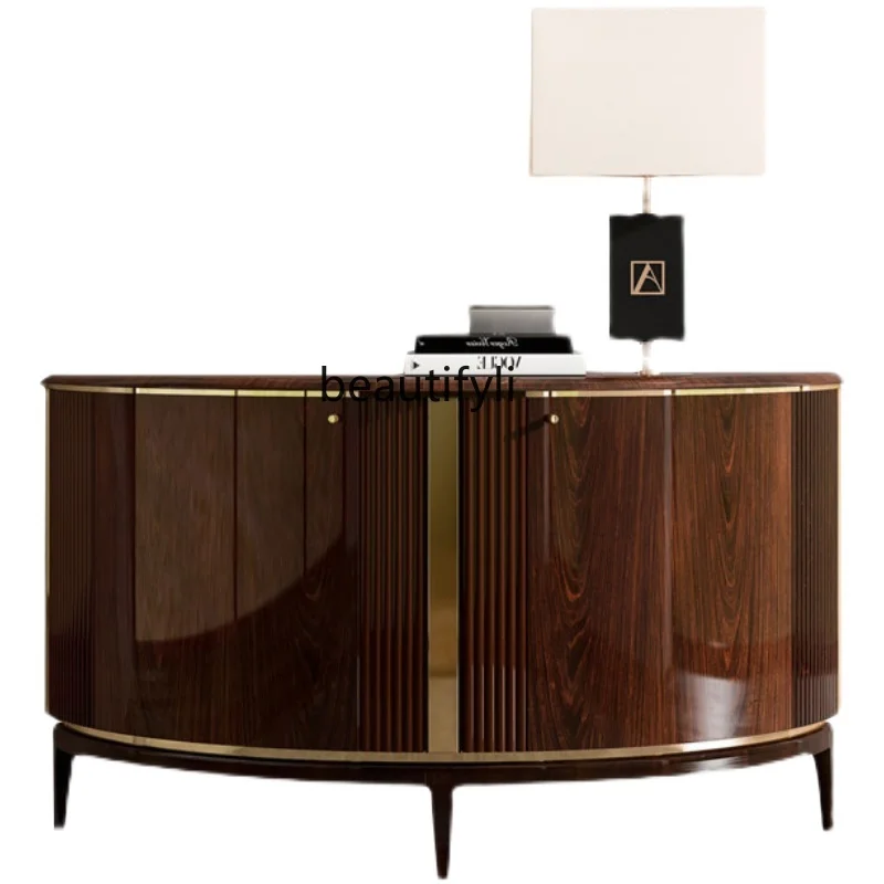 

Modern Light Luxury Solid Wood Sideboard Italian Minimalist Entrance Foyer Entrance Cabinet Semicircle Arc