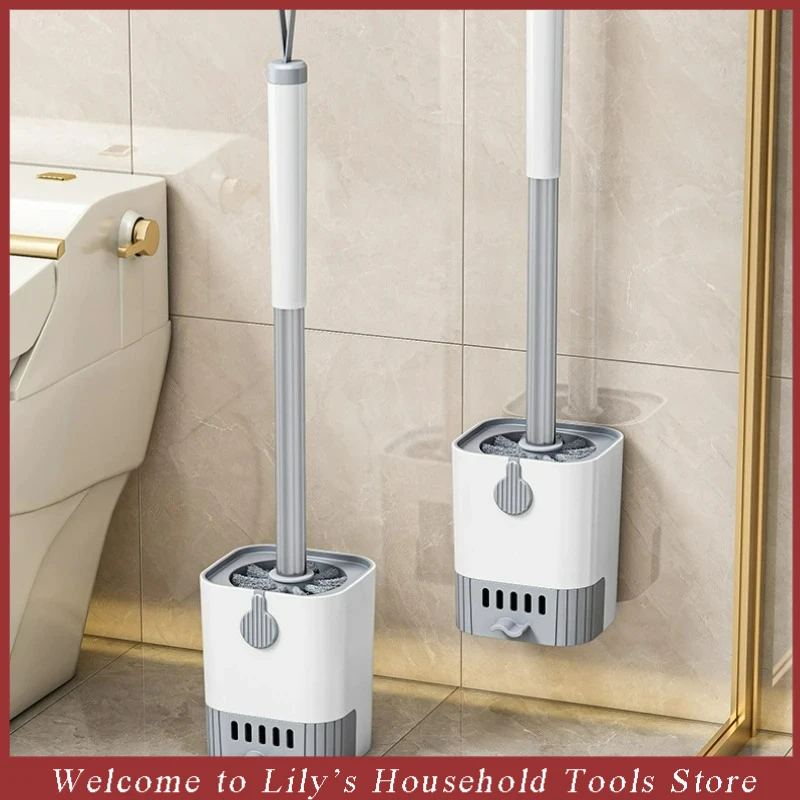 1 Set Toilet Brush With Holder Wall Mounted Long Handle Flexible Toilet Bowl Cleaning Brush Bathroom Cleaning Supplies