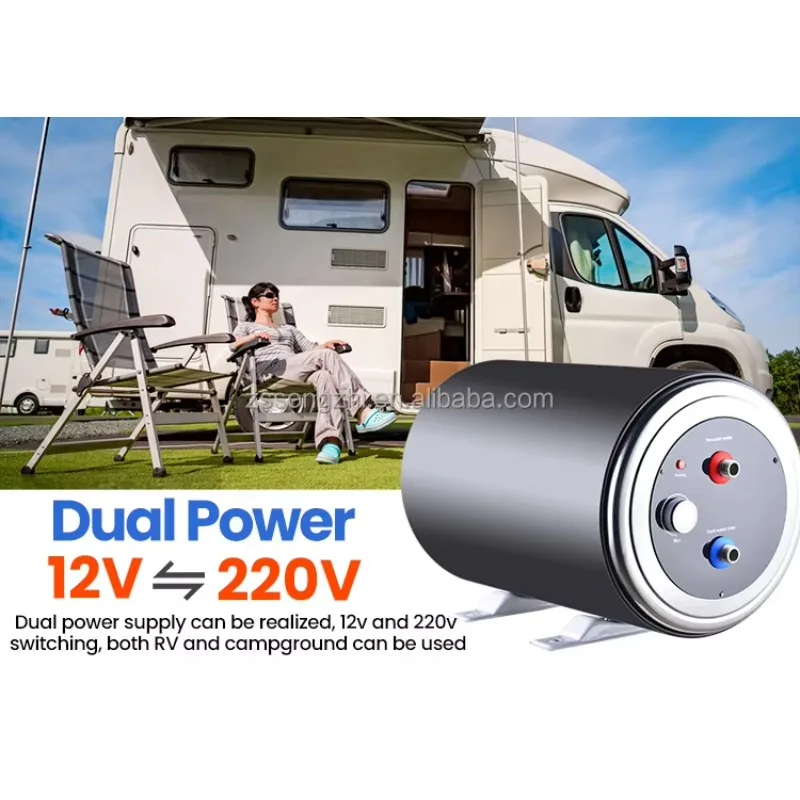 12V  200W Electric Water Heater Tank 10L Stainless Steel Housing Battery-Powered for Cars RV Outdoor Household Hotel Use view 6
