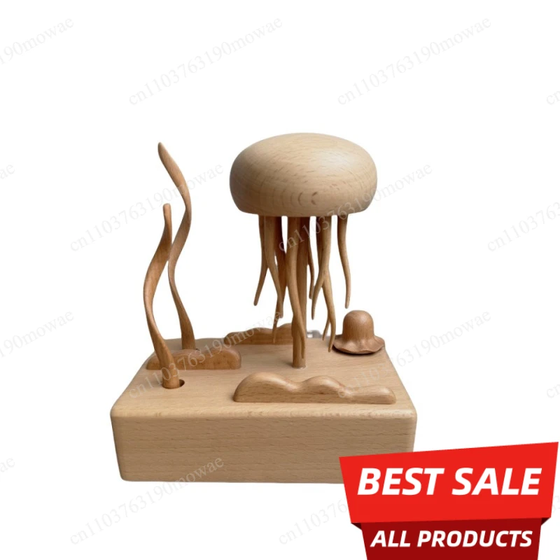 Wooden mechanical jellyfish creative ornament healing decompression wood crafts