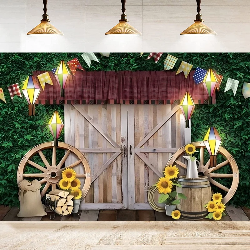 

Western Cowboy Photography Backdrop Wild West Decor Rustic Wooden House Barn Party Supplies Background Decoration Banner