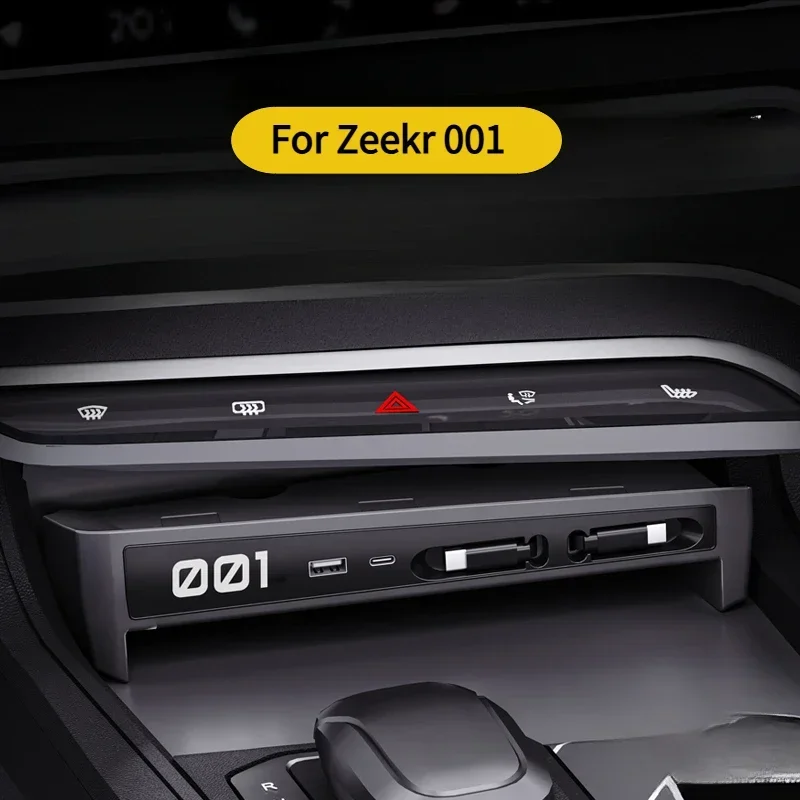 For Zeekr 001 2021-2025 Accessories USB Type-C Splitter Center Console Fast Charger Shunt Docking Station Extender Car Interior