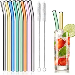 200*8mm MultiColor Glass Straws for Smoothies Cocktails Drinking Straws Healthy Reusable Eco Friendly Straws Drinkware Accessory