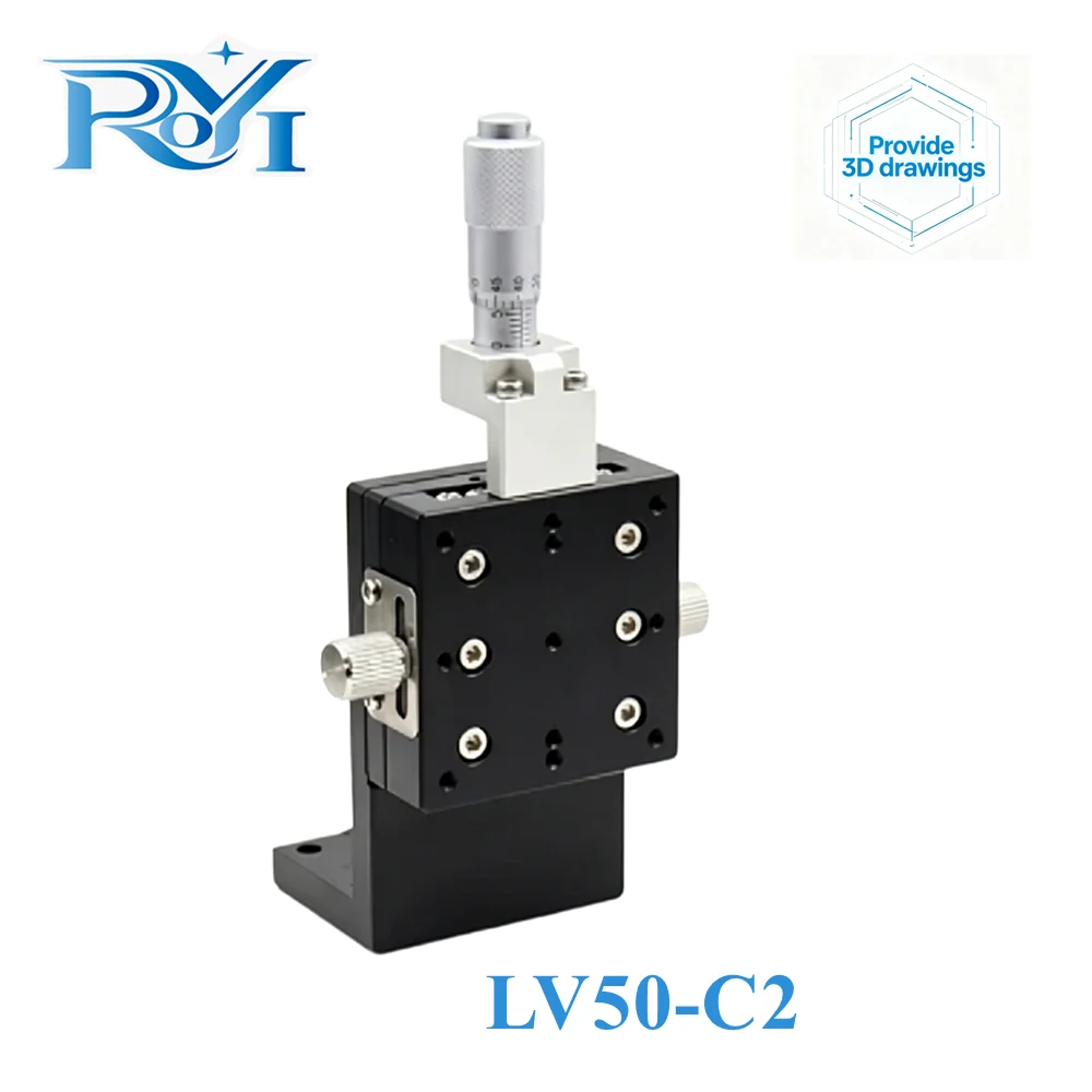 Z Axis 50*50mm LV50 Sliding Table Manual Displacement Vertical-lift Fine Tuning Platform Cross Roller Guide Linear Stage Sliding