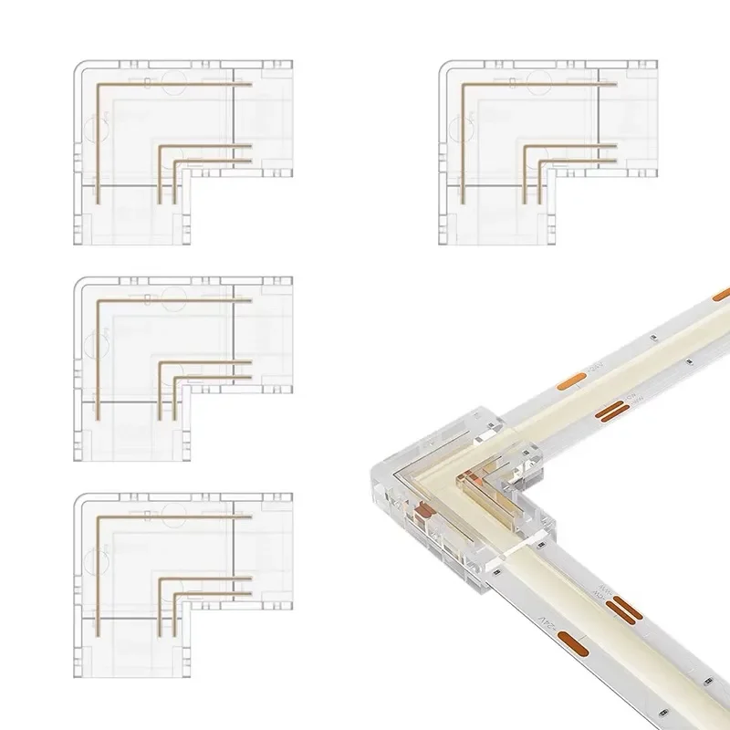 Złącza LED COB 90 stopni L kształt narożnika 5/8/10mm bez lutowania dla ct FCOB RGB diody na wstążce 2/3/4 złącze pinowe pasek do paska