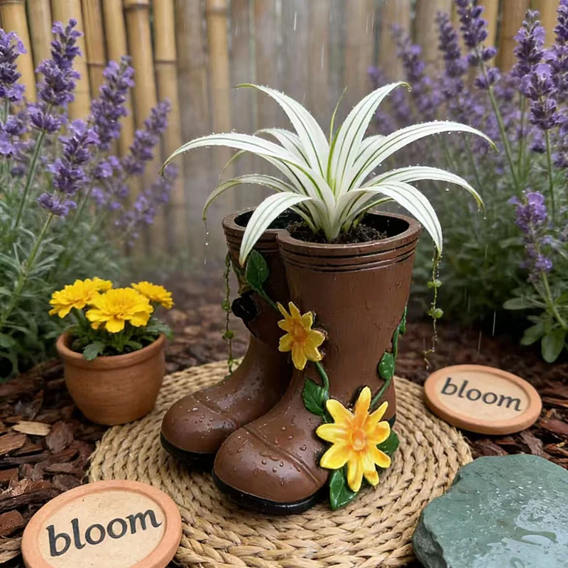 Creative Rain Boots Flowerpot Green Potted Plants Vase Container Home Courtyard Garden Decor Handicrafts Ornament Gift