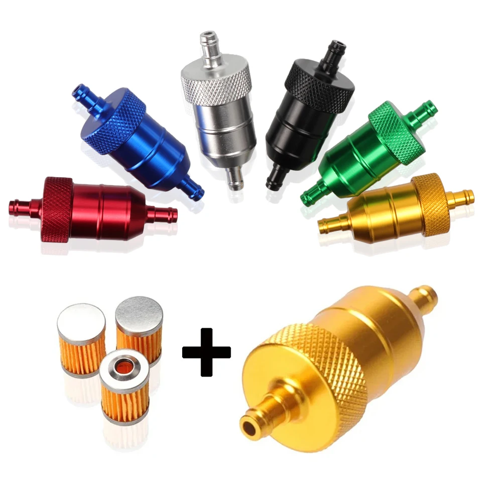 8mm CNC Aluminum engine oil Cleaner Reusable Cleanable Fuel Filter Motorcycle ATV Quad Inline Oil and Gas Fuel Filter