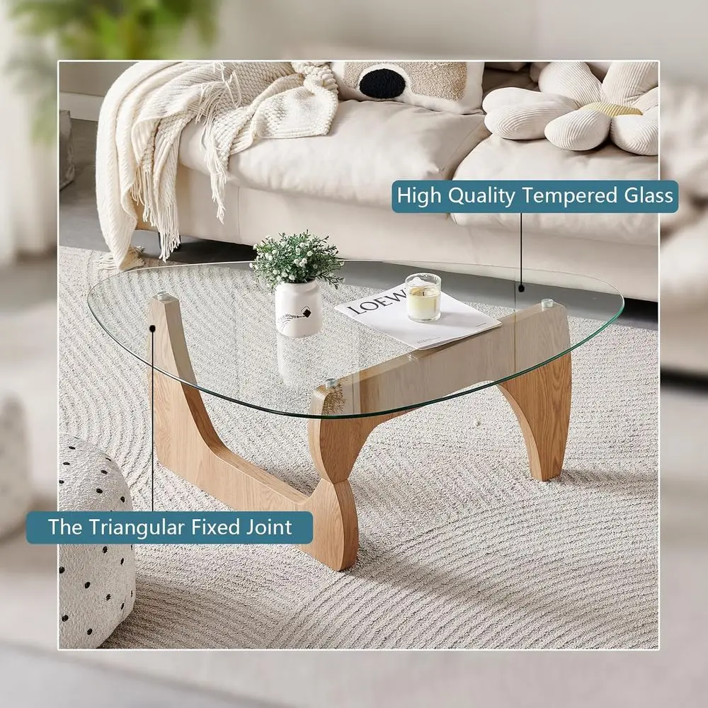 Triangular Modern Wooden Side Table - Nature Wood, High-End Living Room Furniture