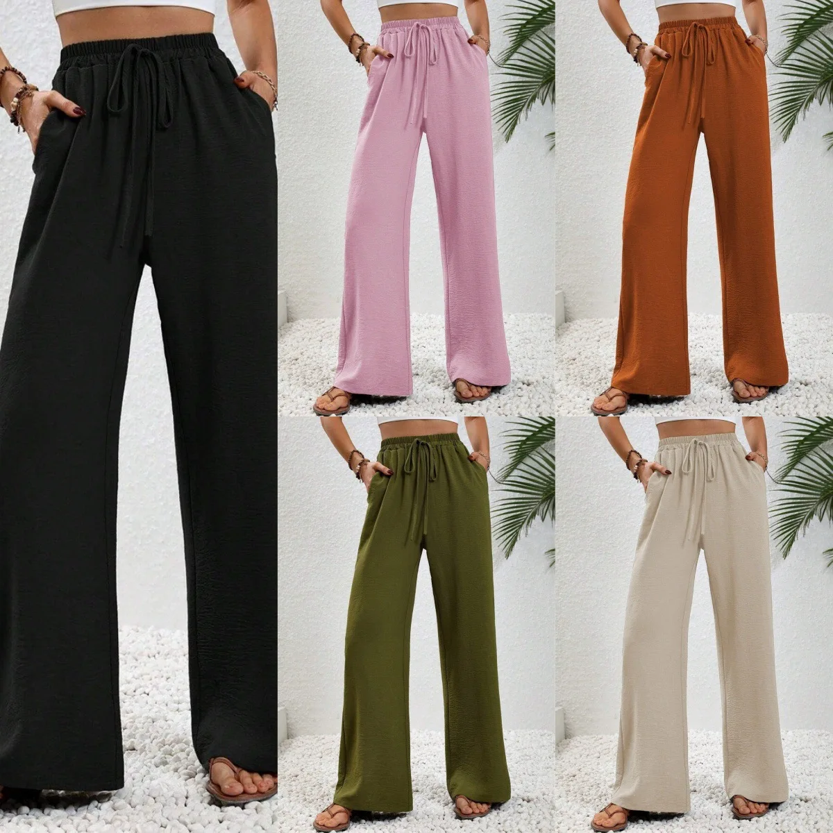 

Hot selling fashion trousers women Solid color classic all-match Women's clothing Mopping pants Wide leg pants Leisure