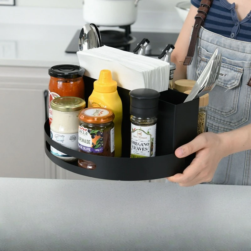 Kitchen Tissue Rack Household Countertop Tableware Seasoning Rack Dining Table Multifunctional Round