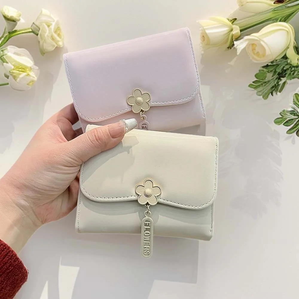 

Coin Pouch Portable Candy Color Wallet PVC Multiple Card Short Leather Purse Anti-splash Water Pouch Three Fold Card Bag Daily