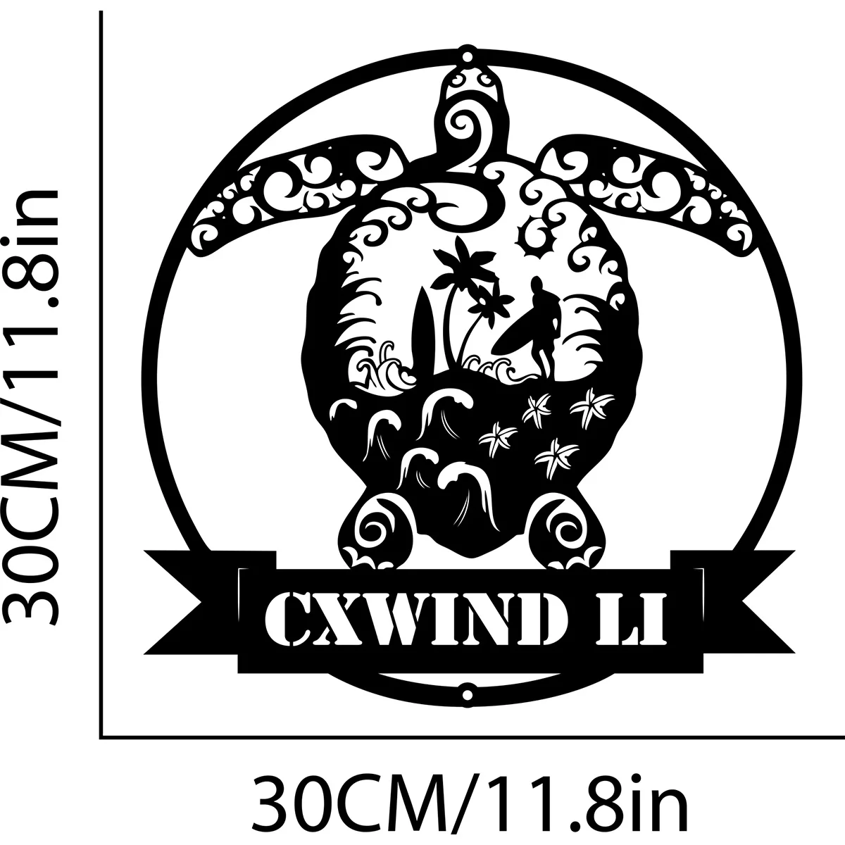 Kustom Surfing Sea Turtle seni dinding logam personalisasi Surfer tanda nama Dekorasi Rumah pantai rumah dekorasi hadiah ulang tahun untuk dia