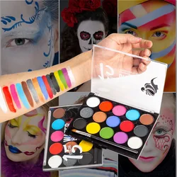 Professional Flash Non-toxic Safe Body Face Paint Kit Fluorescent Party Halloween Party UV Glow Paint Kit Cosplay Makeup