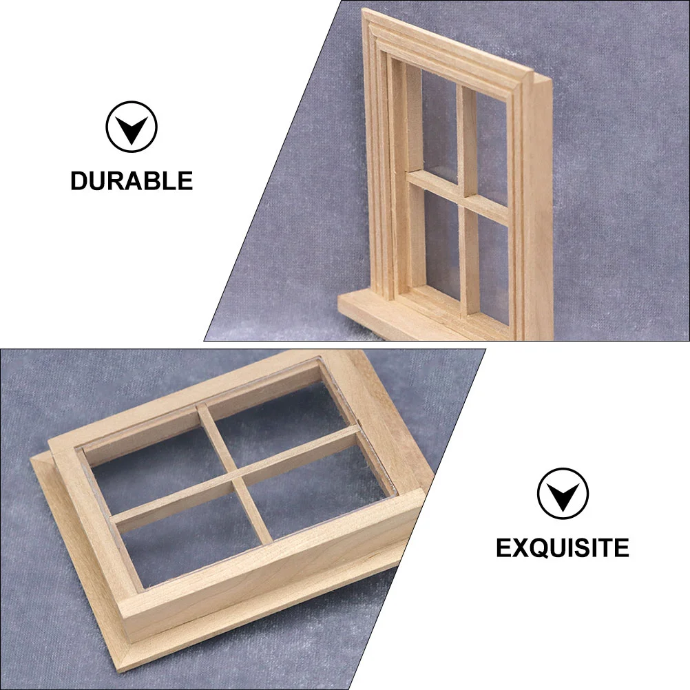 Ventana lisa de cuatro paneles, juguetes para niños, Mini muebles para casa, persianas modelo de madera