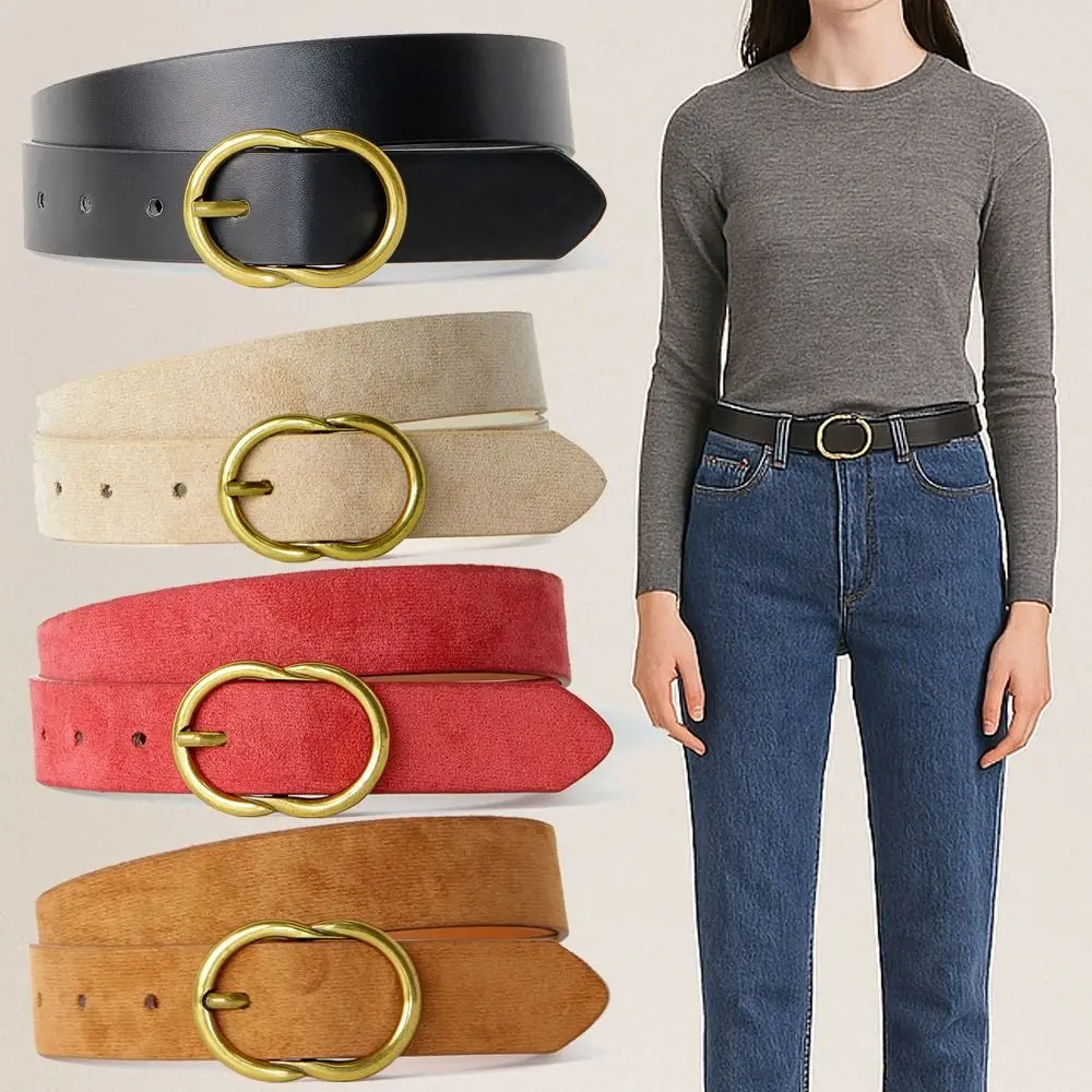 العصرية دبوس مشبك حزام جلد الغزال الرجعية عارضة الأعمال حزام الخصر تصميم فاخر حزام الخصر للنساء