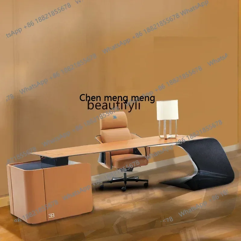 A182 Boss Office Chair Reclining Cushion Cushion Integrated Rotating Home Office Chair Italian Light Luxury Executive Chair