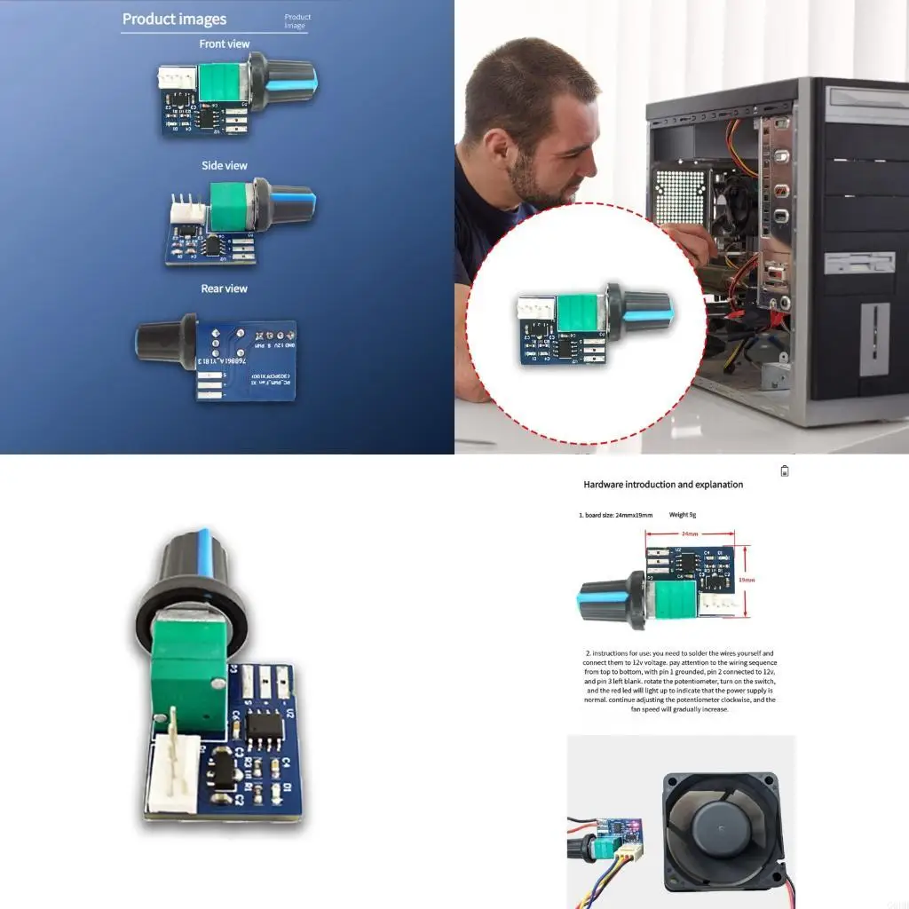 

G6DD 4PIN Computer Fan Controller 12V модуль ШИМ -модуль с 0 97% корректировки рабочего цикла и установки Toolless