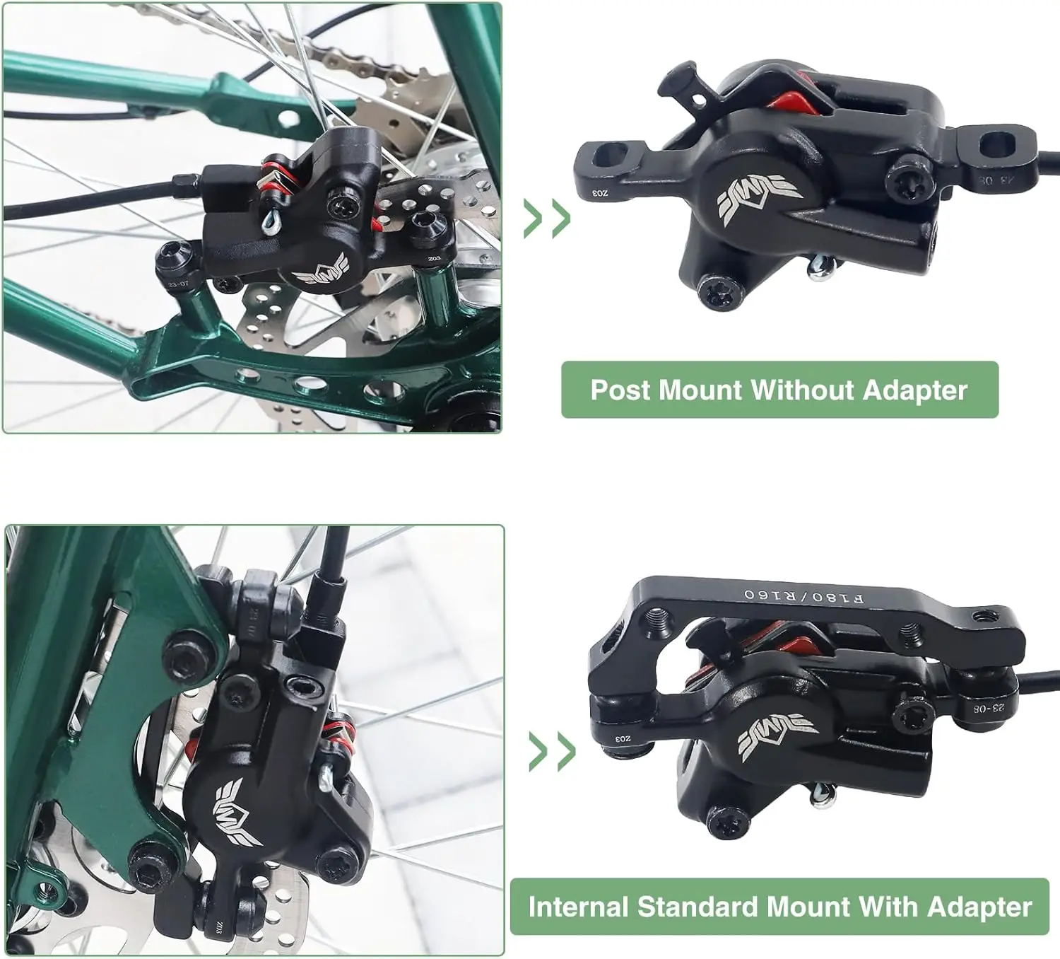 ZUKKA MTB Hydraulic Brake Set Bike Disc Brakes Kit with Right Rear 1550 mm 160mm Rotors Aluminum Alloy Hydraulic Brake