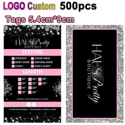 Personalized Tags Lables For Hair Extension 5.4X9Cm Hair Hang Tags 5.4*9Cm Custom Logo Hair Tags For Bundles 500Pcs Wig Tags
