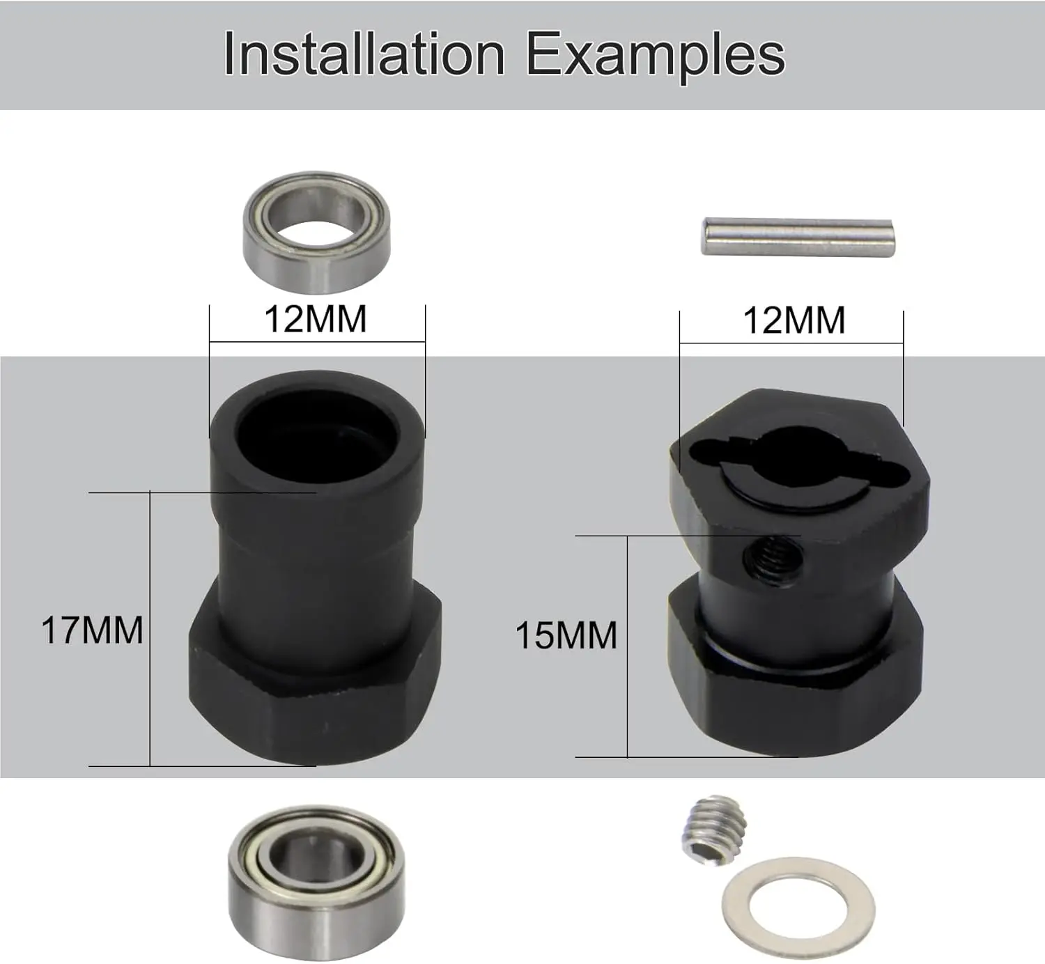 12mm Aluminum Hex Wheel Adapters for Tamiya CW-01 - Fits Lunch Box,Midnight Pumpkin, Monster Beetle,  WR02 Upgrade