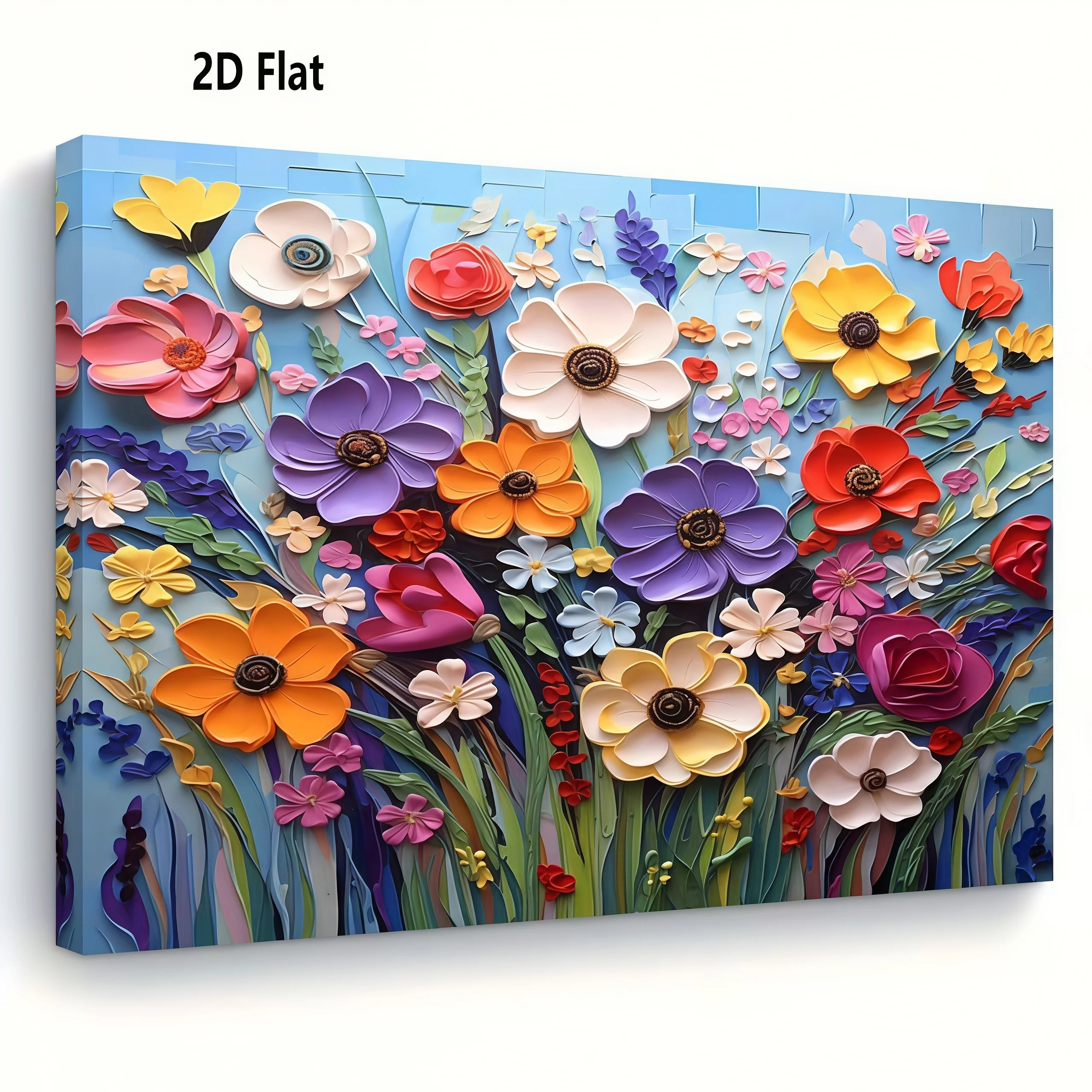 Wooden Framed Canvas Oil Painting of Flowers