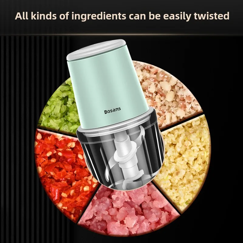 Wireless electric baby food processor, kitchen garlic filling machine, garlic puree gadget, household small meat grinder