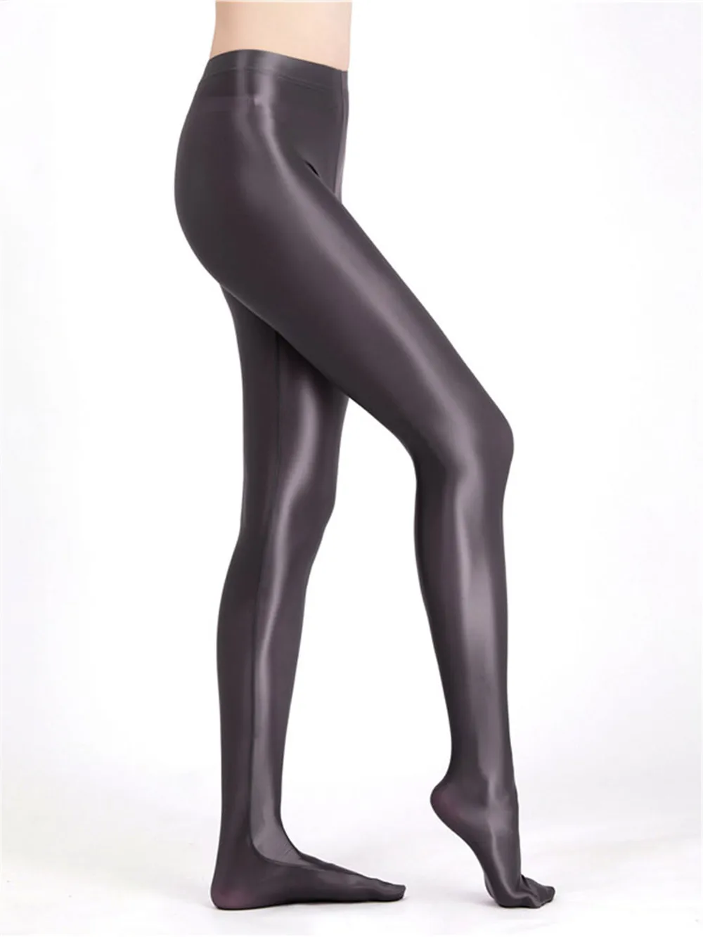 Sexy Women Shiny Pencil Pants Elastic Oil Glossy Tight Smooth See Through Pack Hip Leggings Sheer Seamless Pantyhose Candy Color