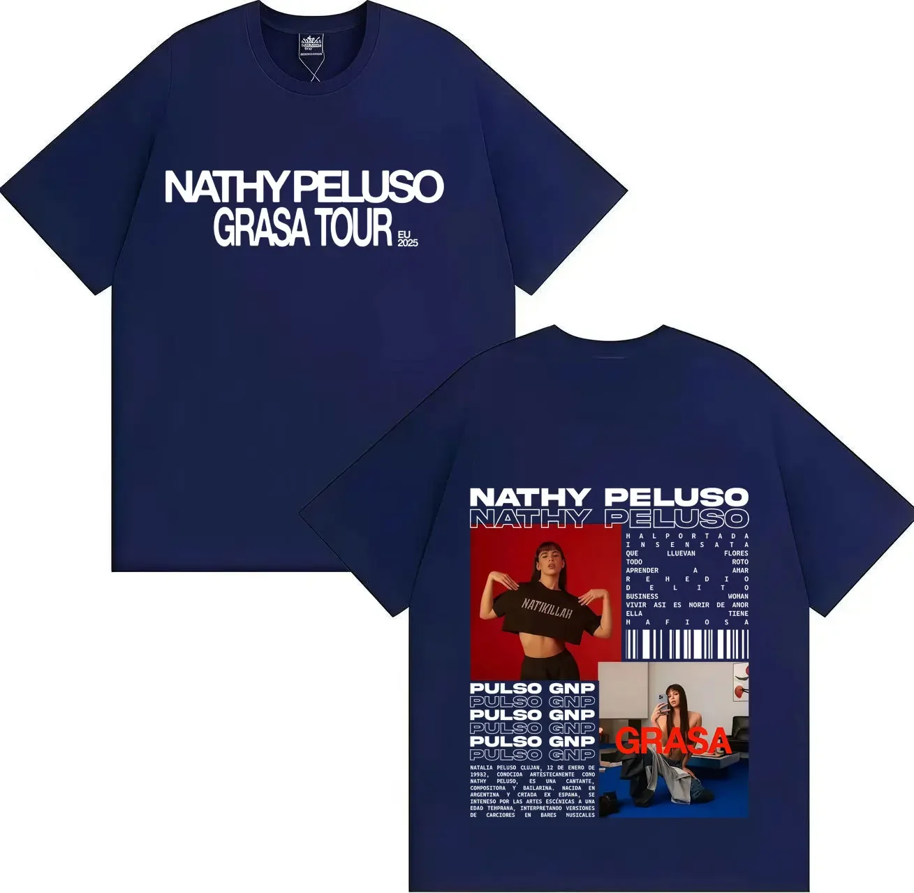 العصرية مغني الراب ناثي بيلوسو غراسا ألبوم موسيقى البوب 2025 طباعة الذكور الفكاهة Harajuku الصيف طباعة 100% القطن الخالص فضفاض تي شيرت