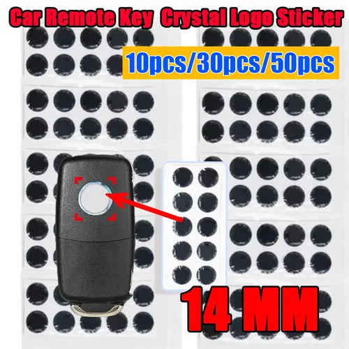 Imagen 2 del producto 10/30/50 Piezas de Adhesivos de Cristal con Logotipo para Llaves de Coche de 14 mm, Epoxi para Control Remoto KEYDIY KD XHORSE VVDI para BMW/Ford/Toyota/BENZ