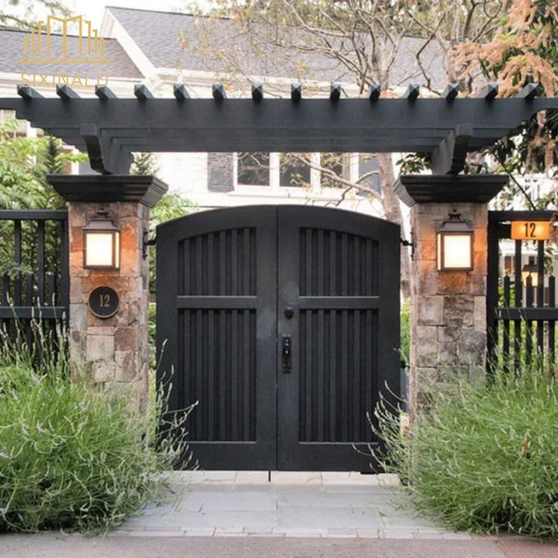 Sixinalu Casement Door Big House Main Fence Gates Aluminum Entrance Front Entry Exterior Patio Back Side Doors Home Decor