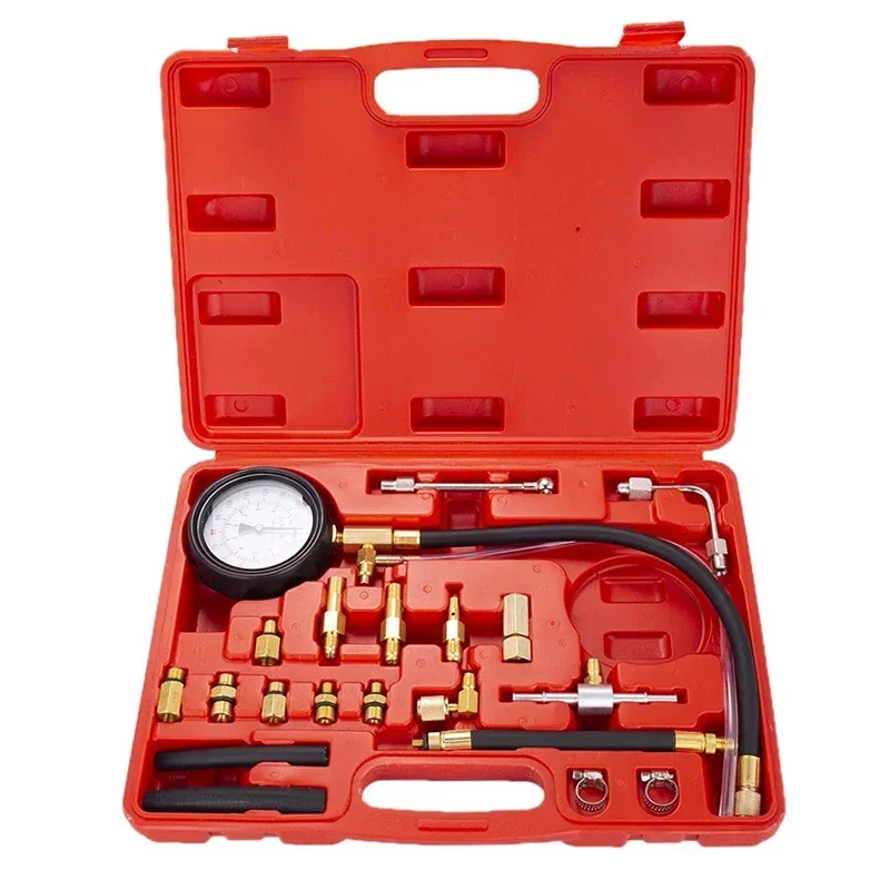 0-140PSI Fuel Injection Pump Pressure Tester Portable Tools Kit Engine Fuel PressureTester Tool Set for Most of Cars TU-114