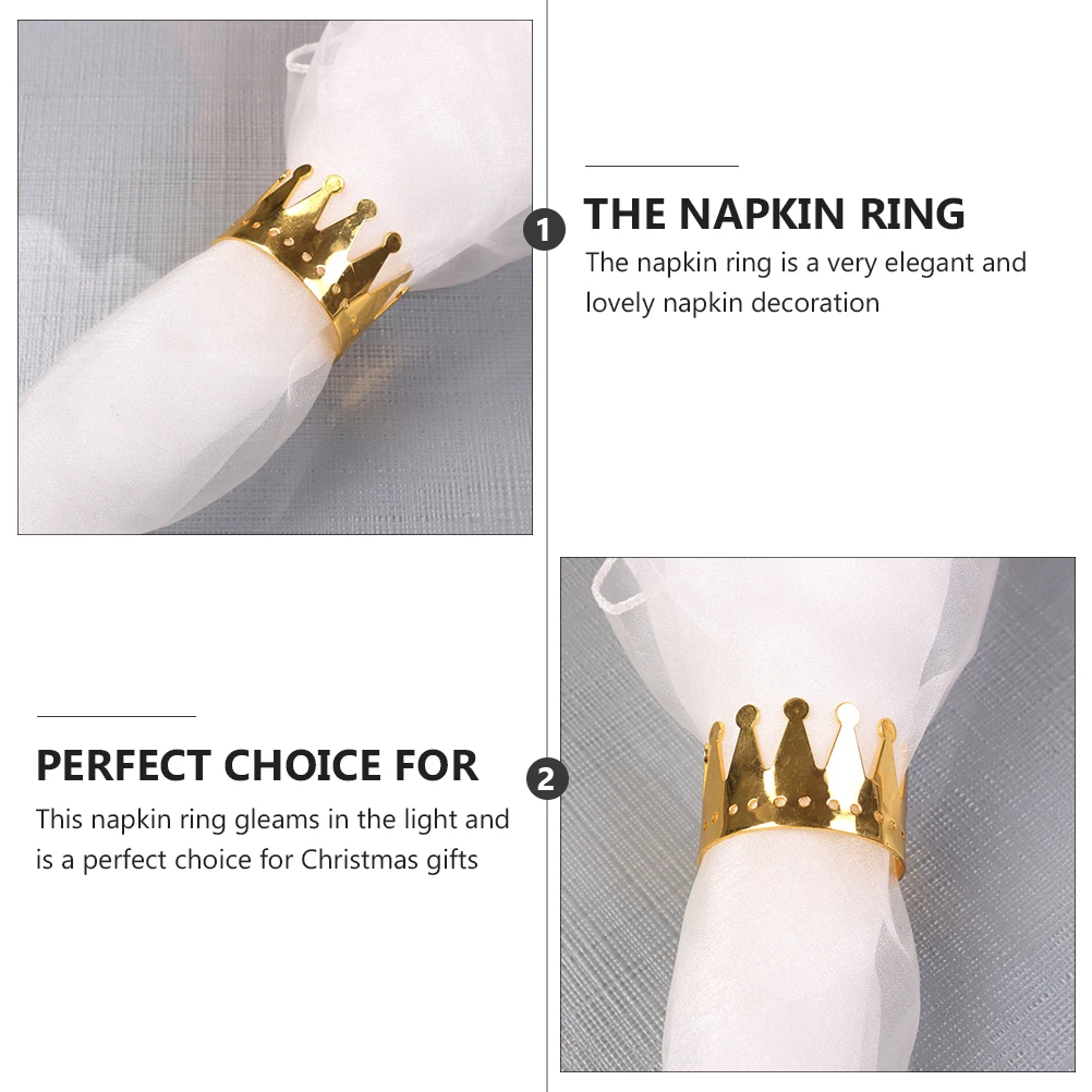 

6 Pcs Crown Shape Napkin Rings Buckles Napkin Rings Elegant Table Decorations Metal Kitchen Bar Accessories