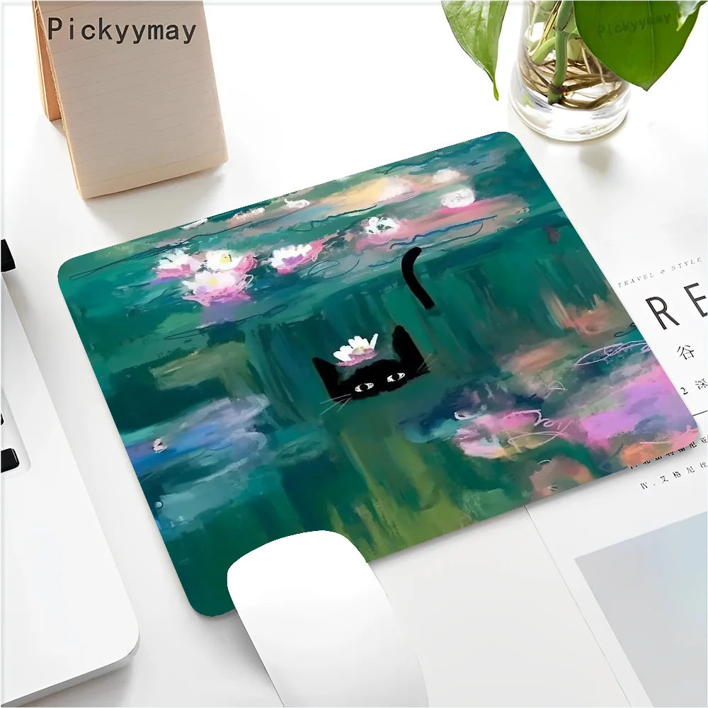 Claude Monet Van Gogh Funny Cat Art Mousepad Small Office Computer Desk Mat Table Keyboard Big Mouse Pad Laptop Cushion Non-slip