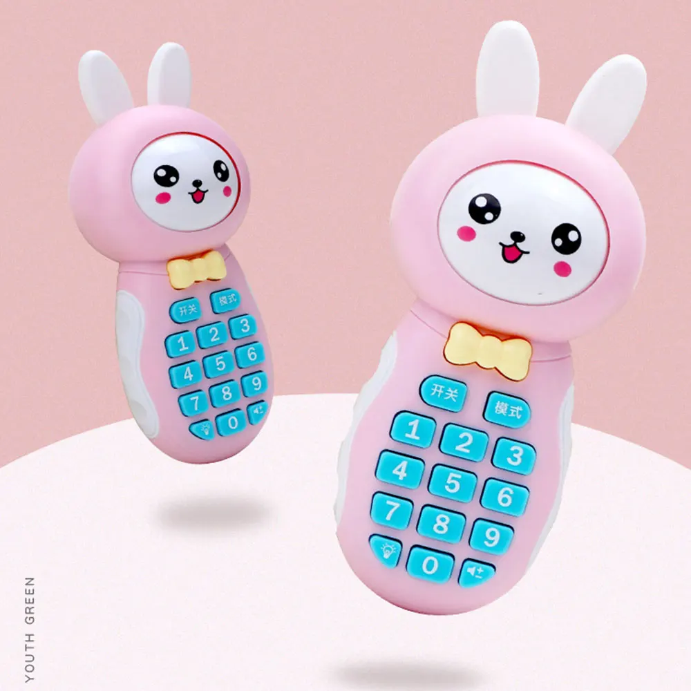 Baby Chewing Phone Early Education Cartoon Cute Funny Expression Cartoon Cute Rabbit Music Mobile Phone Educational