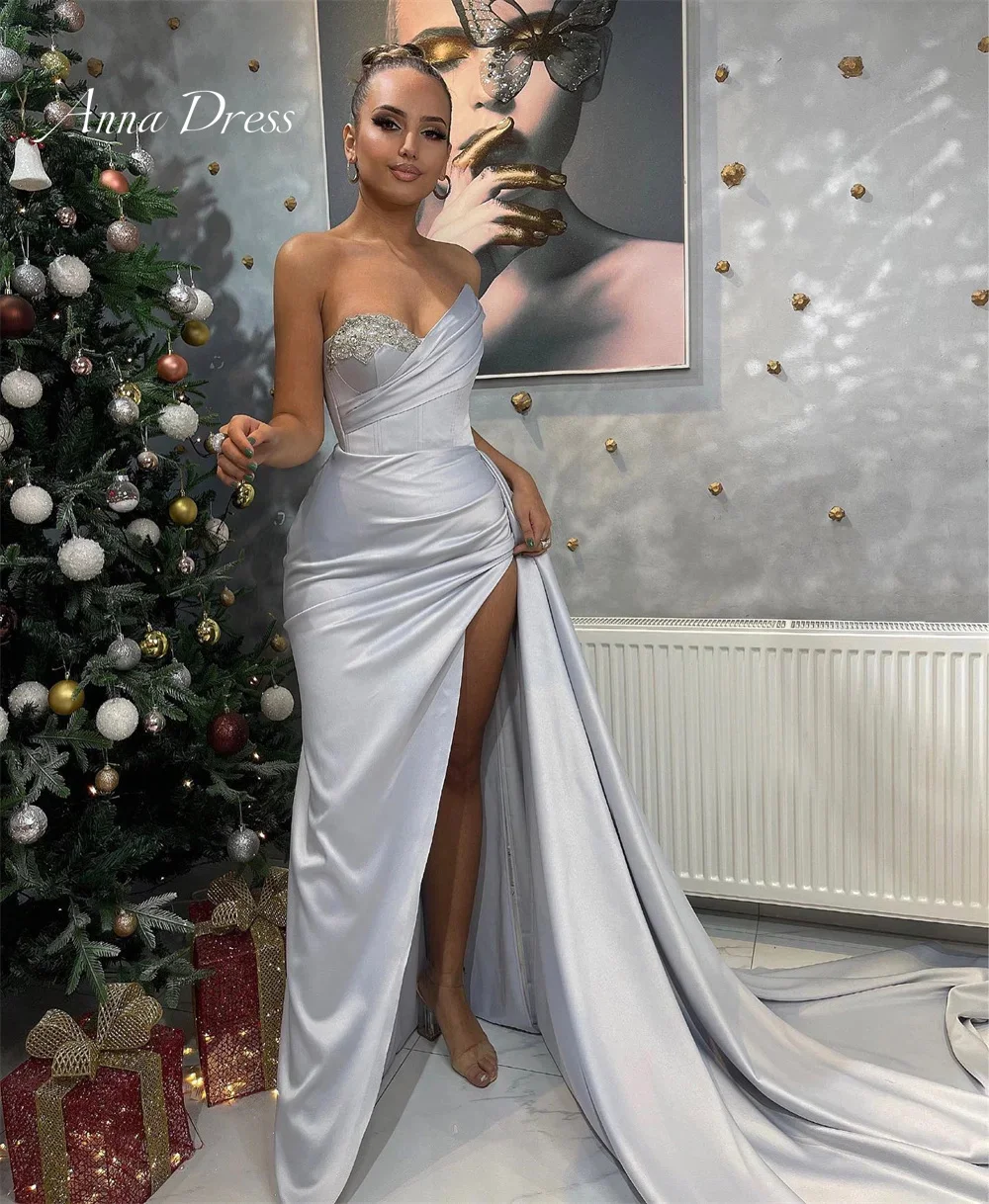 Anna Grey Evening Dresses 2024 Women Evening Dress Sleeveless Off the Shoulders Fish Tail Bespoke Occasion Dresses Satin Vest