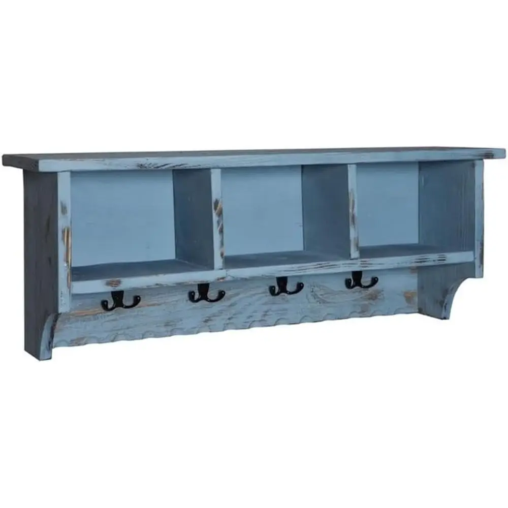 Vintage White Cottage Style Coat Rack and Bench, Pine/Acacia Wood, Storage for Home or Garage, Assembly Needed, 10x9x7 Cubbies