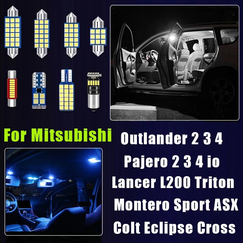 Car LED Light For Mitsubishi Outlander 2 3 4 ASX Pajero 2 3 4 Io Lancer L200 Triton Montero Sport Colt Eclipse Cross Accessories