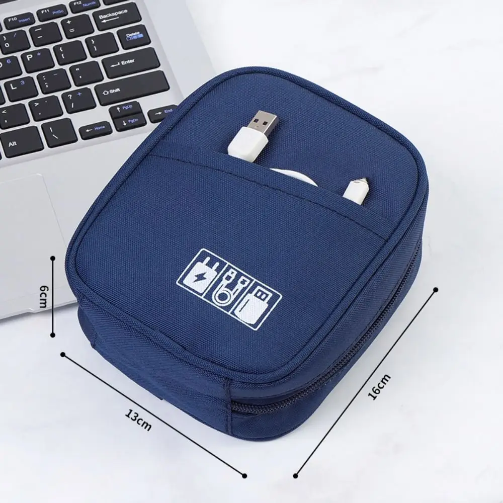 Oxford Travel Cable Bag Multi-layer Shockproof Digital Storage Pouch Solid Color Electronic Accessory Storage Bag