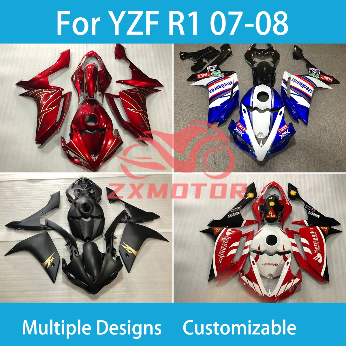 YZF R 1 2007 2008 Hot Style Fairings for Yamaha YZF R1 07 08 ABS Injection Motorcycle Accessory Complete Fairing Bodywork Kit