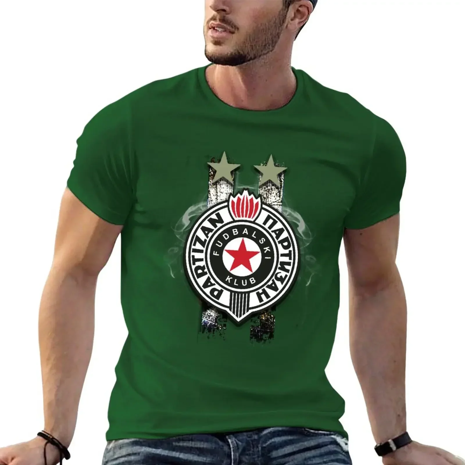 Partizan Beograd T-Shirt heavyweights anime Short sleeve tee men 2024 new arrival summer manga style round neck cotton for men image 4