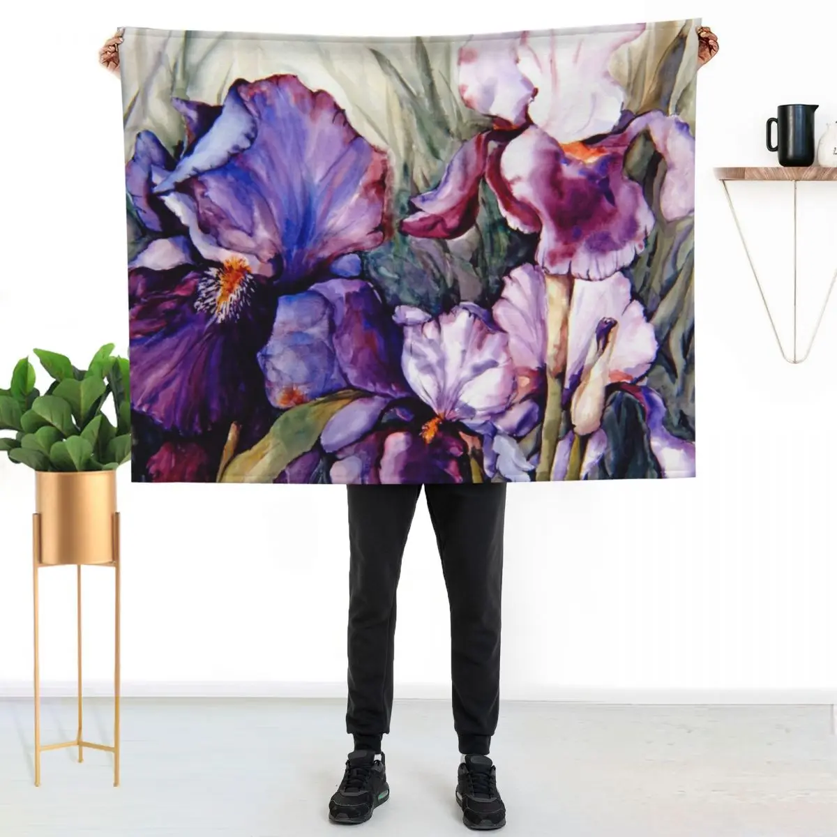 

Purple Iris Art Garden Throw Blanket Outdoor Soft Blanket for Picnic Beach Camping