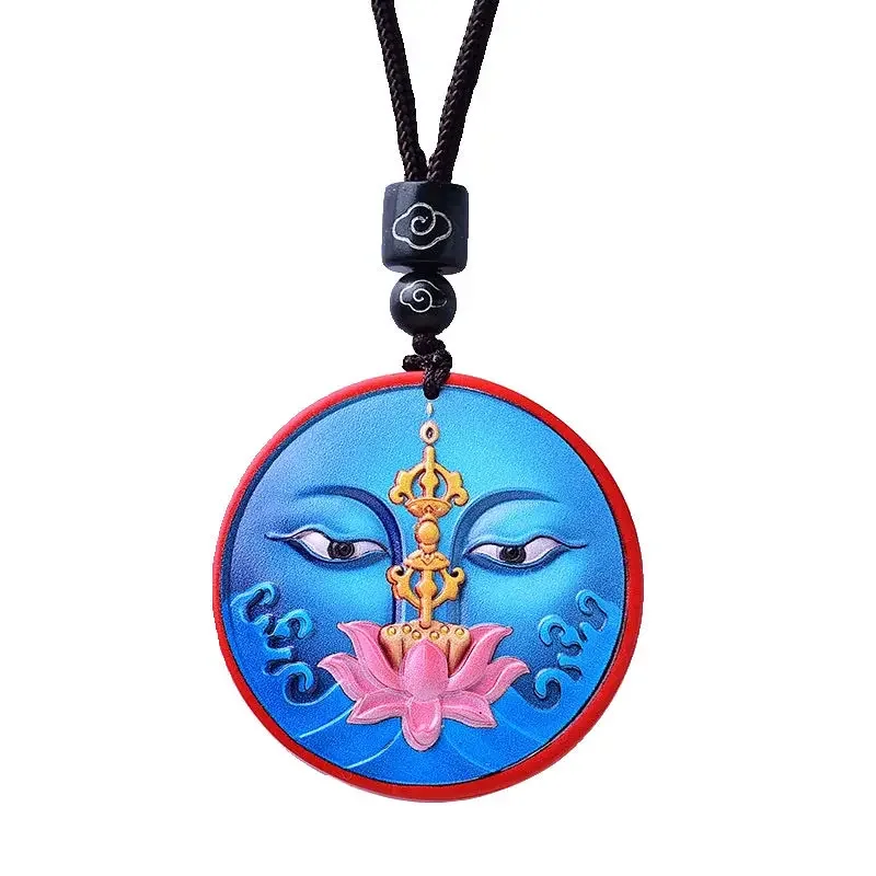 UMQ New High-Content Cinnabar Dragon Year Prajna Buddha Eye Painted Thangka Woven Wear Lucky Sweater Pendant Chain