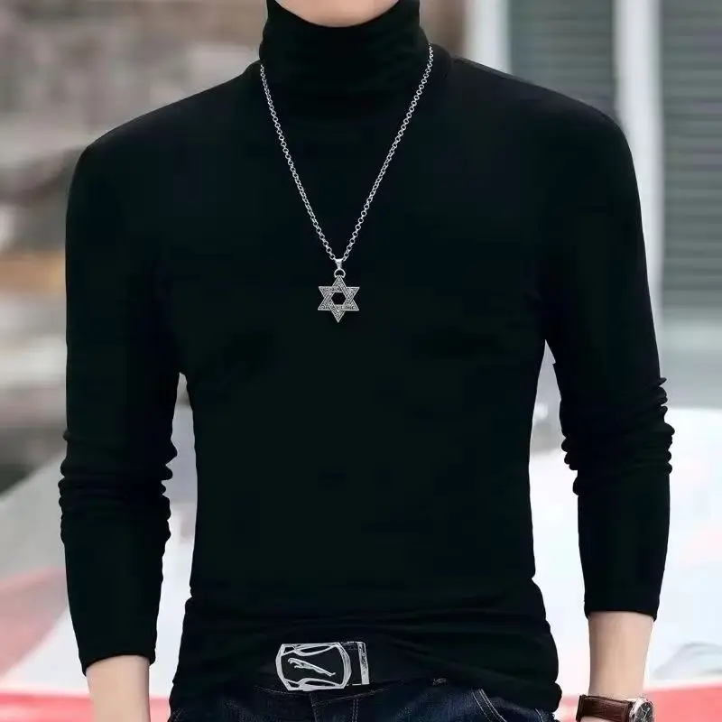 

Мужские свитера с высоким воротом на осень-зиму, повседневные, термо, с длинным рукавом, облегающие пуловеры, эластичные базовые топы, толстовки, футболки 2026