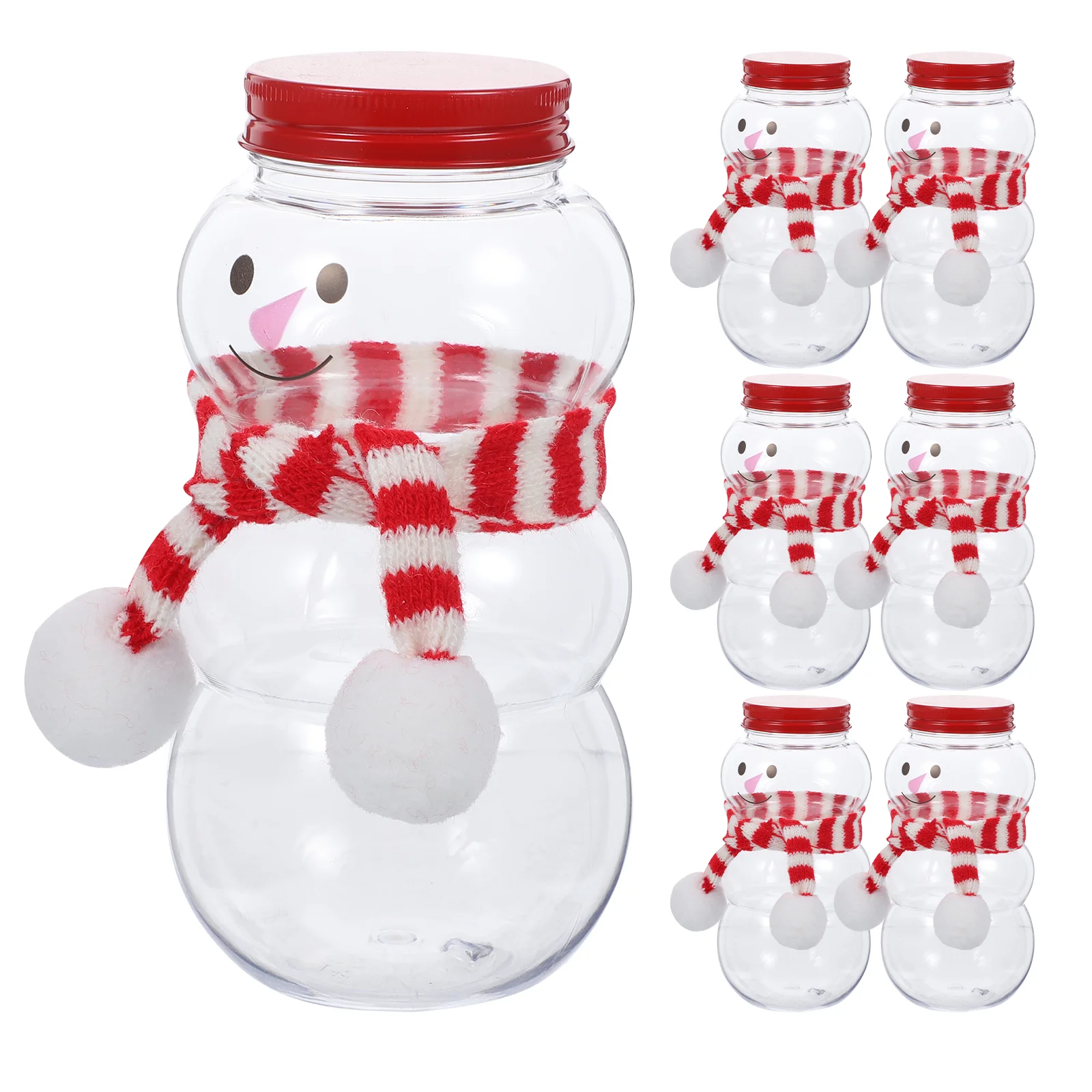 

10 Sets Mini Christmas Bottle Man Candy Jars Clear The Pet Snowman Juice Bottles