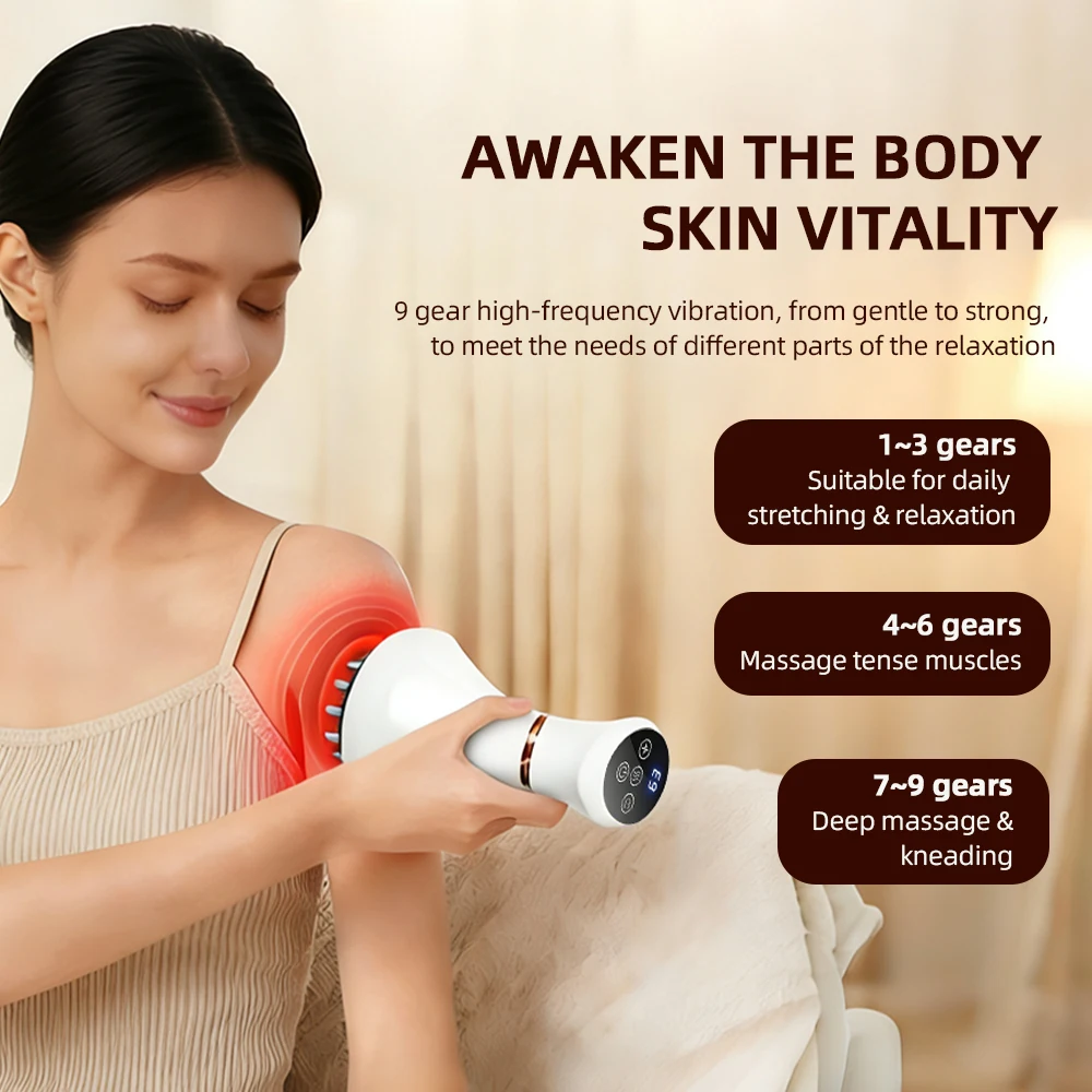Electric Meridian Brush Vibration GuaSha Body Massager Essential Oil Scraping Cupping Massager for Muscle Relaxation Edema Removal Body Tendon Relax view 3
