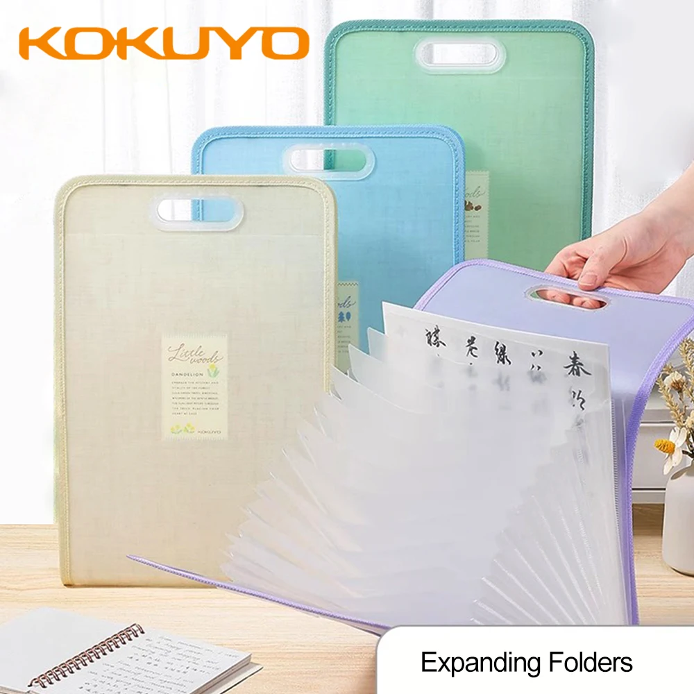 Japan KOKUYO Portable Expanding Folders Office File Bag Multi-layer Transparent Insert A4 Student Exam Paper Storage Stationery